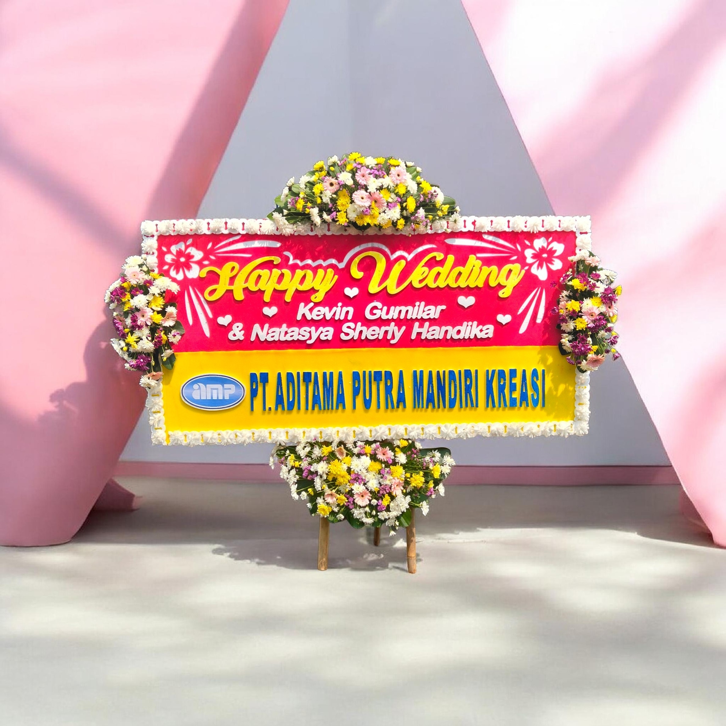 Bunga papan happy wedding - azrikaflorist 018